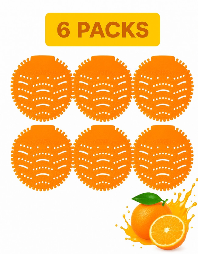 SOLACE HYGIENE Anti-Splash-Long-Lasting Citrus Fragrance Urinal Screen for Offices,Restaurants Orange Mat Toilet Cleaner(6 x 1 Wipes)
