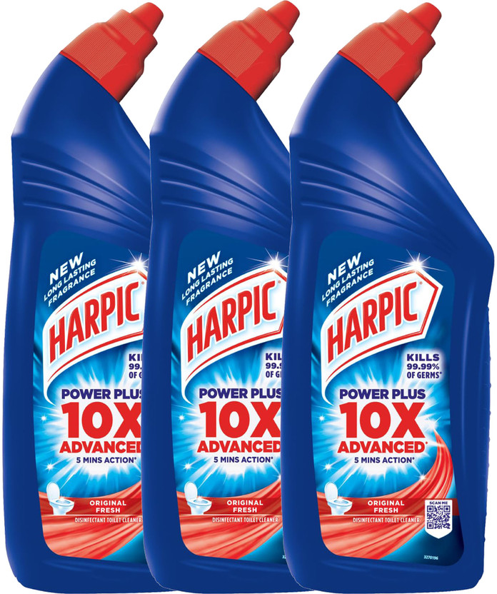Harpic Power Plus Disinfectant Original Liquid Toilet Cleaner Original Liquid Toilet Cleaner(3 x 1 L)