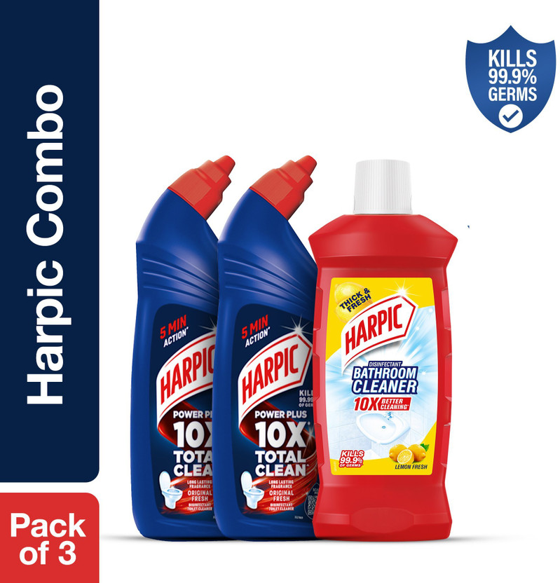 Harpic Toilet Cleaner, Liquid, for basin, commode, tile, bathroom, not phenyl, blue Liquid Toilet Cleaner(3 x 1 L)