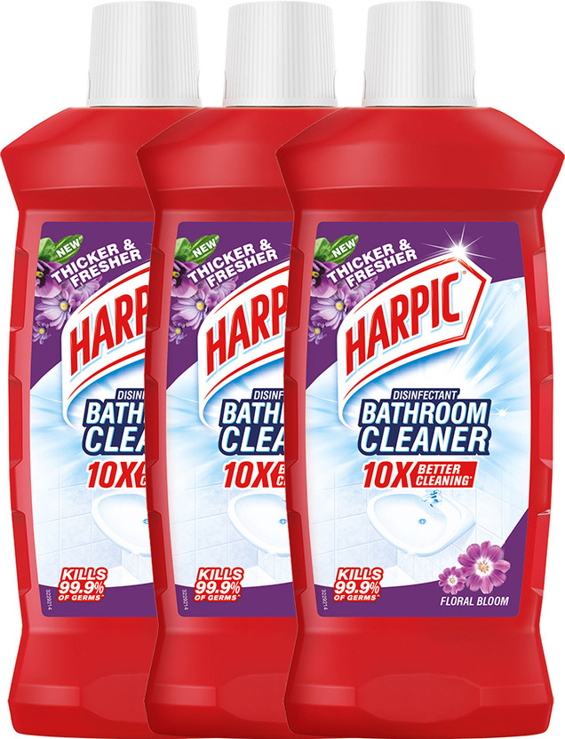 Harpic Bathroom Cleaner, Liquid, for basin, commode, tile, floor, not phenyl, red Floral(3 x 1 L)