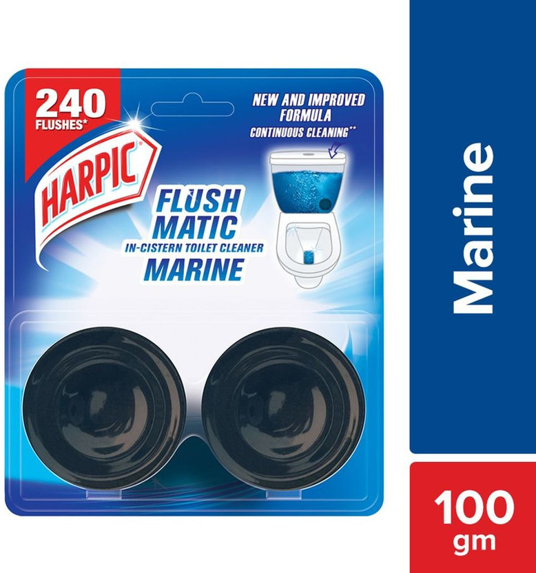 Harpic Flushmatic In-Cistern Commode, block, in the bowl Marine Block Toilet Cleaner(100 g)
