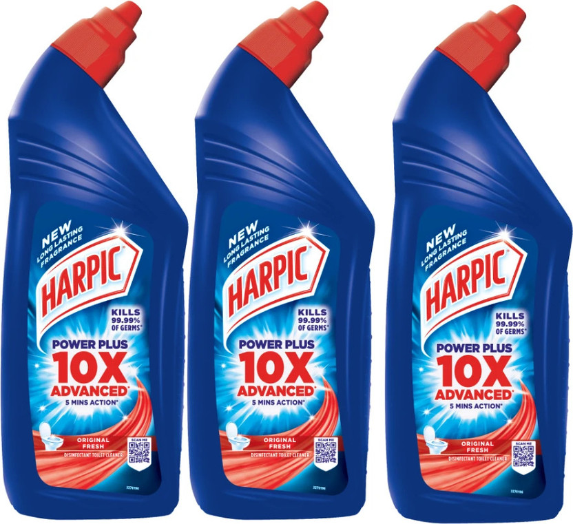 Harpic Power Plus | Disinfectant Original Liquid Toilet Cleaner(3 x 1 L)