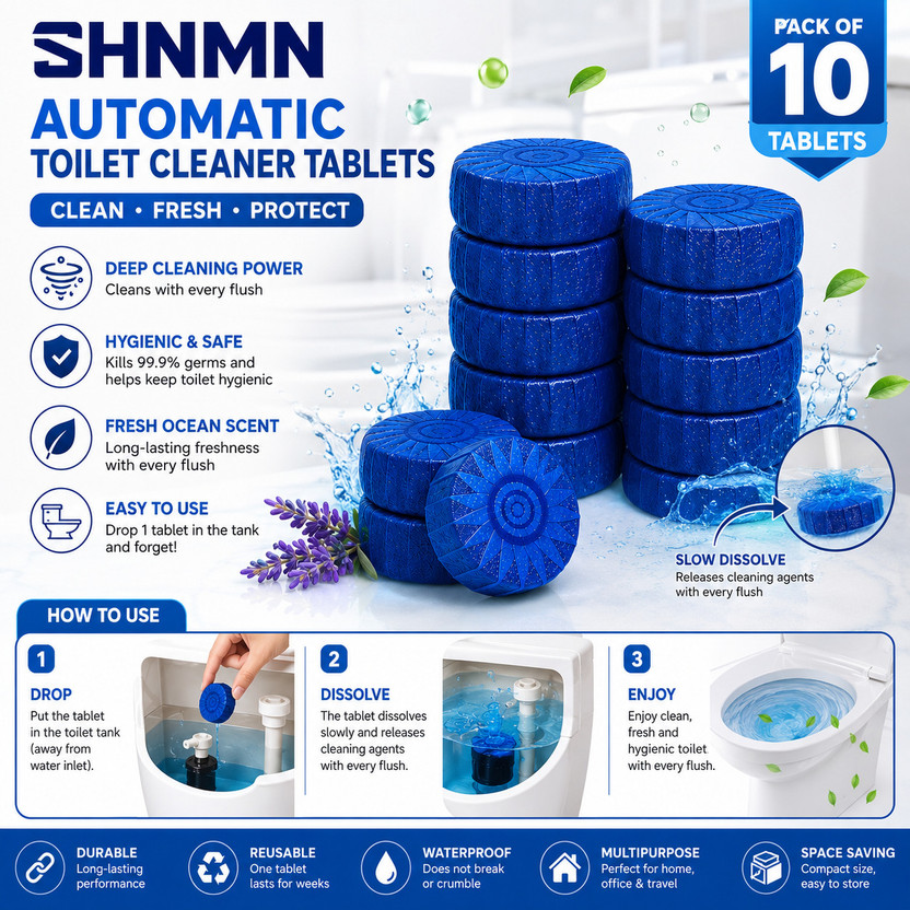 SHNMN Toilet Bowl Cleaner Solid tablet deep clean block blue bubble Lemon Block Toilet Cleaner(10 x 2 g)