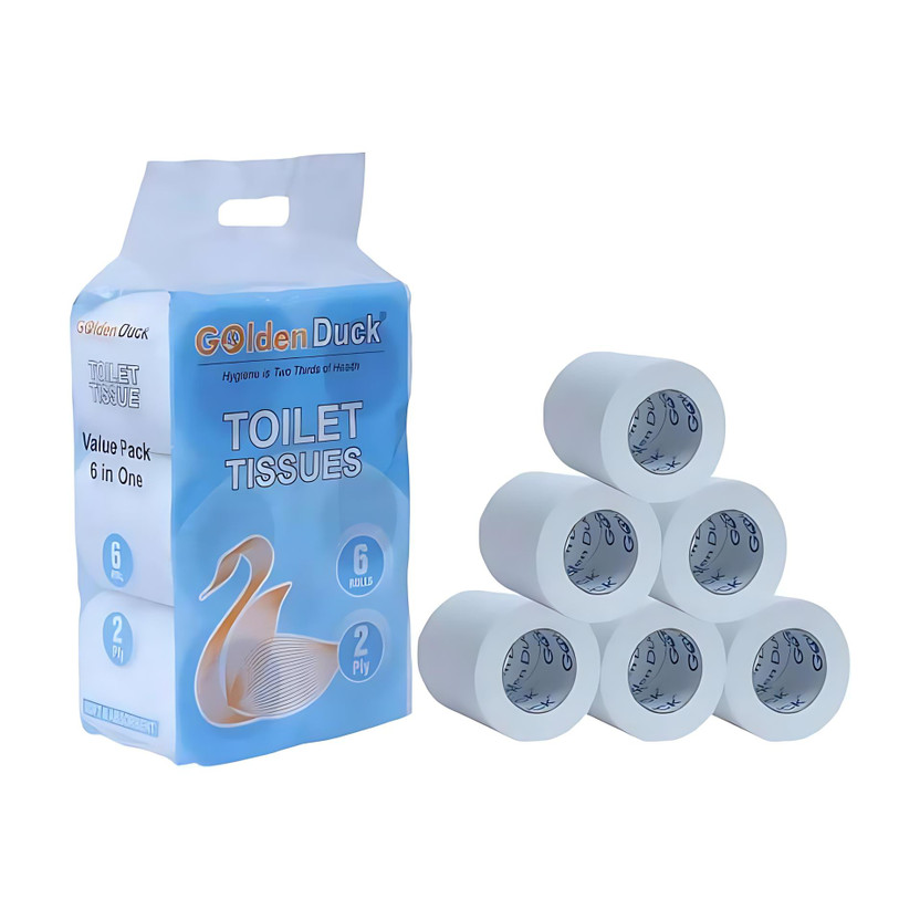Golden Duck Premium Toilet Tissue Value Pack 6 in One - Ultra Soft Toilet Paper Roll(2 Ply, 180 Sheets)