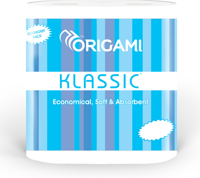 Origami Klassic Pack of 6-180 Pulls Per Roll Toilet Paper Roll(2 Ply, 1080 Sheets)