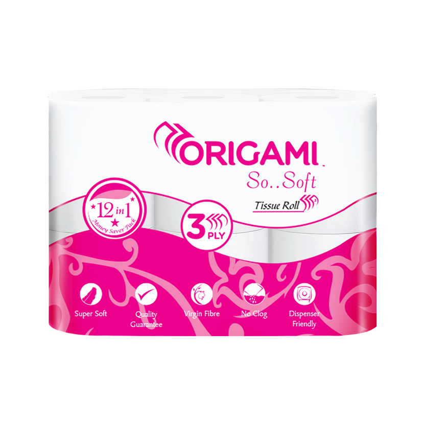 Origami Toilet Paper | Tissue Roll Toilet Paper Roll(3 Ply, 160 Sheets)