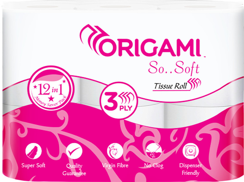 Origami So Soft Pack of 12 - 160 Pulls Per Unit Toilet Paper Roll(3 Ply, 1920 Sheets)