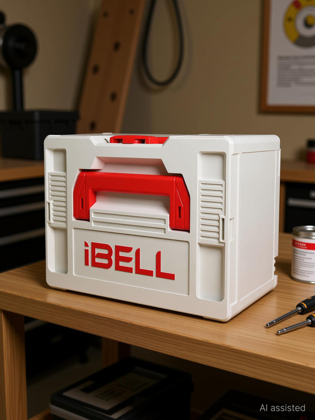 iBELL TB215-1 Large Size Stackable Tool Storage Box - Durable PC+ABS, 50kg Load Capacity - Pack of 1 Tool Box