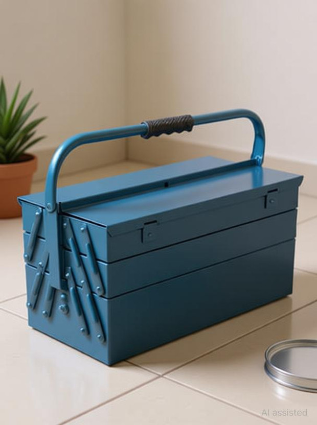 HORSE METAL TOOL BOX FOR GARAGE,HOUSEHOLD & COMMERCIAL USEAGE LOCK FREE BLUE Metal Tool Box 5 Compartments Tool Box with Tray