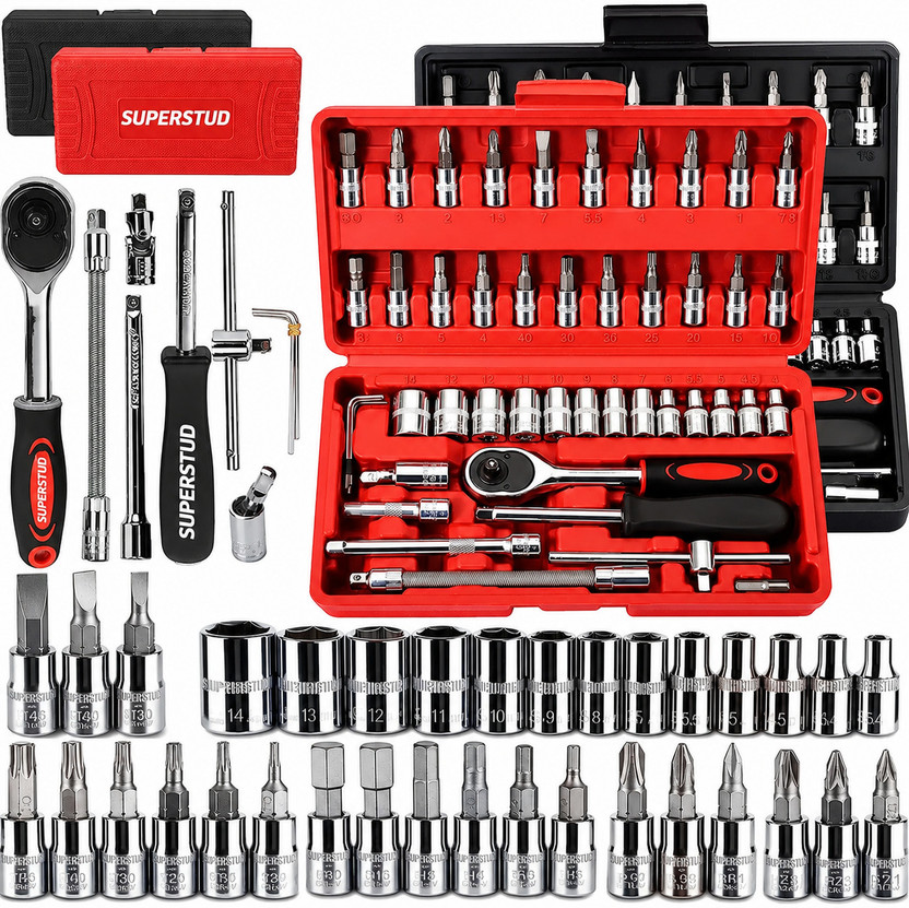 SUPERSTUD 46 Pcs High Quality Hand Tool Kit for Home and Professional Use 46 TOOL with box Tool Box with Tray