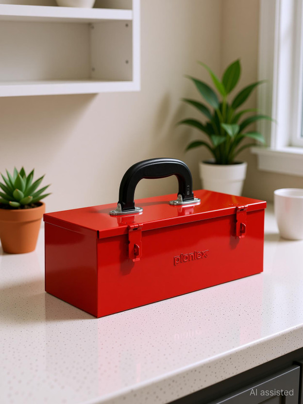 Plantex Metal Tool Box for Home and Garage Without Tools (Red) Tool Box