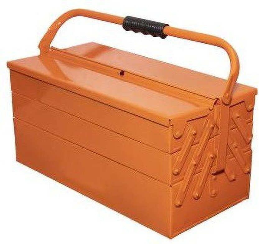 Solitaire High Grade Metal Tool Box With 5 Compartments 4 Trays Handle For Home Garage Hand Tools Machine Tools Hammer Drill Machine Nuts Screw Driver Weight Upto 30 Kg Suitable For Tools ( Orange_3 ) Tool Kit Box for Home and Garage Tool Box with Tray