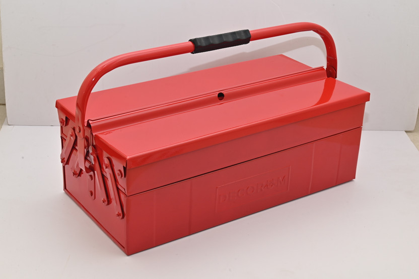 ship brand 3 COMPARTMENT HEAVY DUTY METAL TOOL BOX 2 TRAYS 1 CONTAINER GREY BLUE TOOL BOX Tool Box with Tray