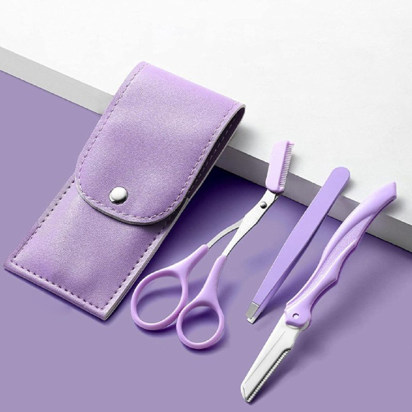 Dev 3 IN 1 Eyebrow Grooming Kit Cricket Eyebrow Razor: Slant Tip Stainless Steel Blade