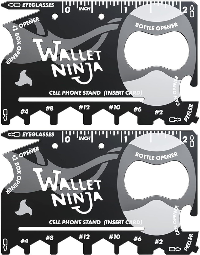 SCHUBERT SCHUBERT 2pc Wallet Ninja 18-in-1 Multi-Purpose Pocket Card Tool Survival Camping & Hiking ,Credit Card Size & Style - Flipkart Deal