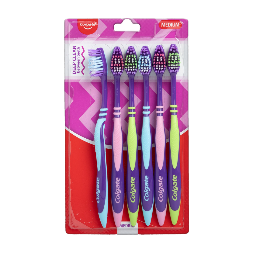 Colgate ZigZag Medium Bristle Multicolour, Compact Brush Head Medium Toothbrush(Pack of 6)