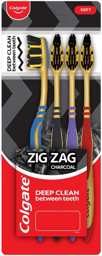 Colgate ZigZag Charcoal Soft Toothbrush(Pack of 4)