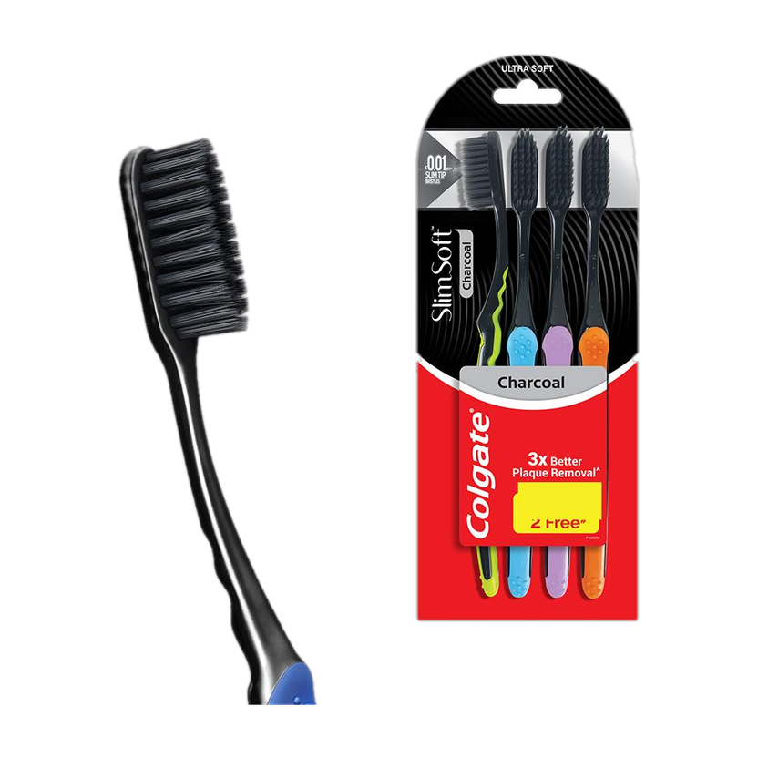 Colgate Slim Soft Charcoal Ultra Soft Toothbrush(Pack of 4)