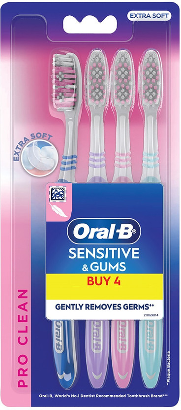 Oral-B Pro Clean Sensitive , Gentle on Gums Extra Soft Toothbrush(Pack of 4)