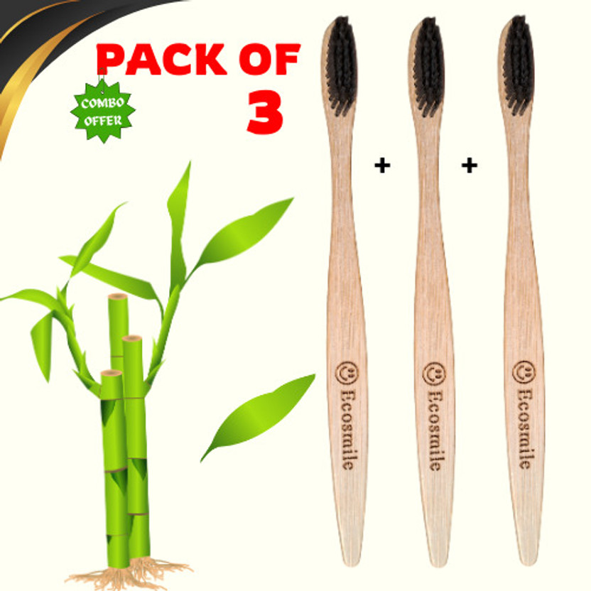 Eco Smile C Curve Charcol Bristles Bamboo Toothbrush for men/Women/Boys/Girls Ultra Soft Toothbrush(Pack of 3)
