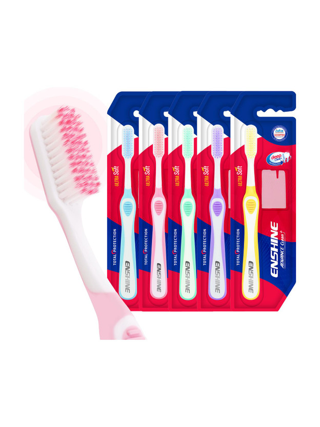 Enshine Advance Clean Toothbrush with Ultra Soft Bristles Tongue Cleaner Enamel Safe Ultra Soft Toothbrush(Pack of 5)
