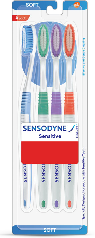 SENSODYNE Sensitive with soft rounded bristles. Soft Toothbrush(Pack of 4)