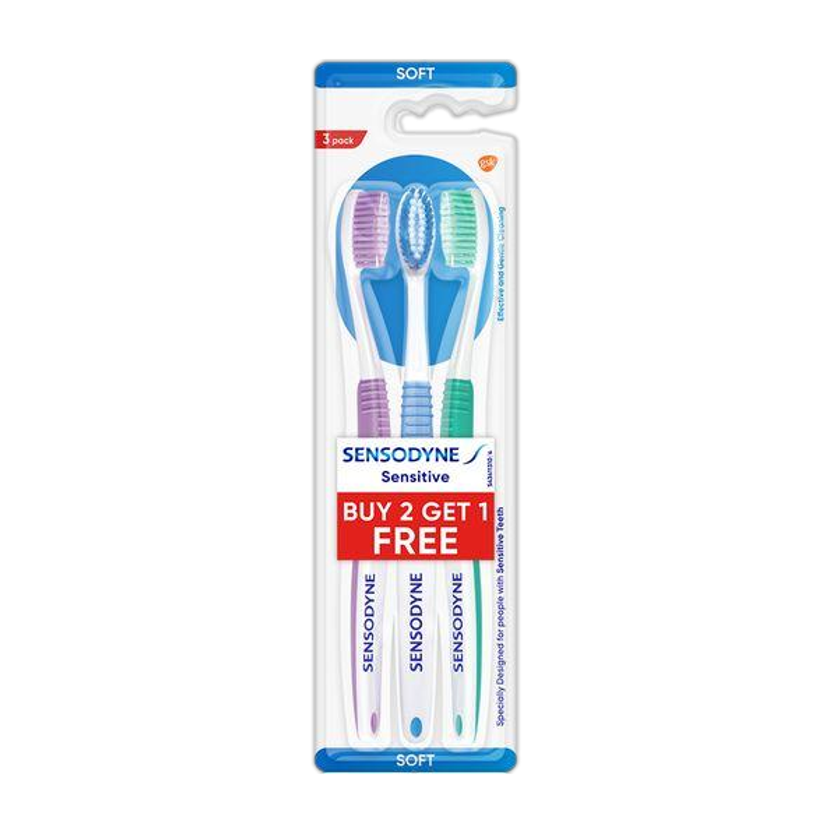 SENSODYNE Sensitive Toothbrush With Soft Rounded Bristles (Buy 2, Get 1) Soft Toothbrush(Pack of 3)