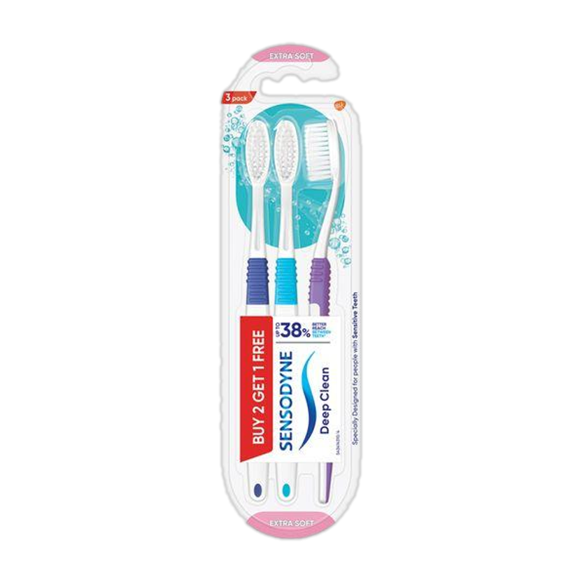SENSODYNE Deep Clean Toothbrush With Extra Soft, Microfine Bristles (Buy 2, Get 1) Extra Soft Toothbrush(Pack of 3)