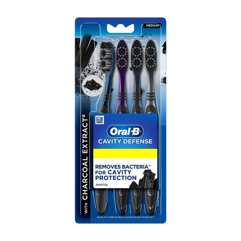 Oral-B Cavity Defense Charcoal, Value Pack of 4 Medium Toothbrush(Pack of 4)