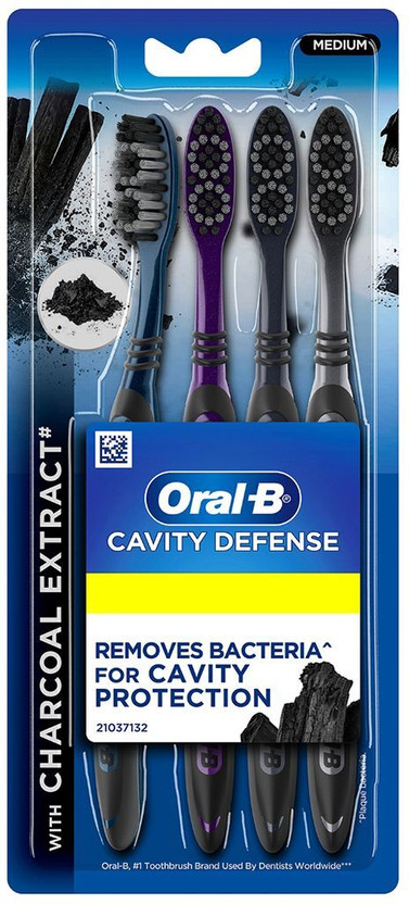 Oral-B Cavity Defense Charcoal, Value Pack of 4 Medium Toothbrush(Pack of 4)