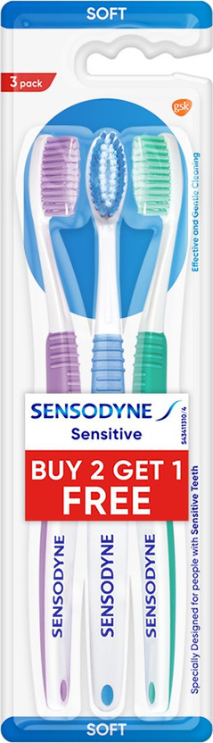 SENSODYNE Sensitive with soft rounded bristles| Soft Toothbrush(Pack of 3)