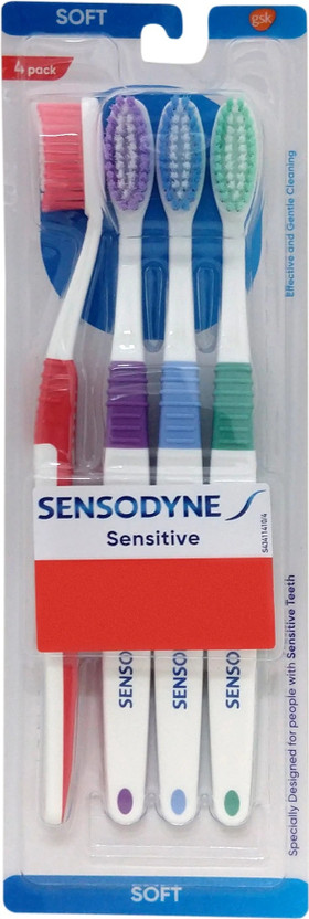 SENSODYNE Sensitive with soft rounded bristles. Soft Toothbrush(Pack of 4)