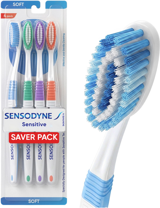 SENSODYNE Sensitive with soft rounded bristles. Soft Toothbrush(Pack of 4)