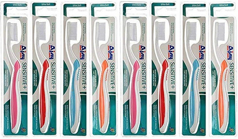Ajay Ajay Sensitive+ Multicolor 8 pc ToothBrush Ultra Soft Toothbrush(Pack of 8) - Flipkart Deal