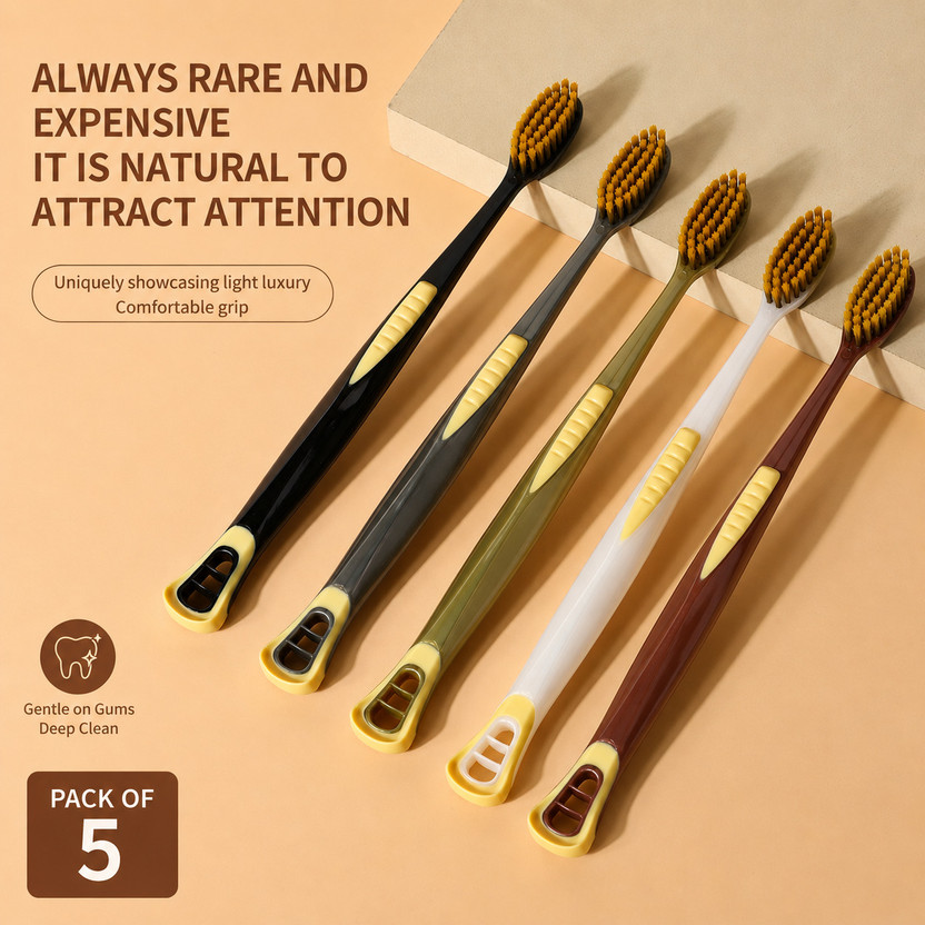 GOORAL GOORAL Premium Ultra Soft Toothbrush 0.15mm Bristles with Tongue Cleaner Ultra Soft Toothbrush(Pack of 5) - Flipkart Deal