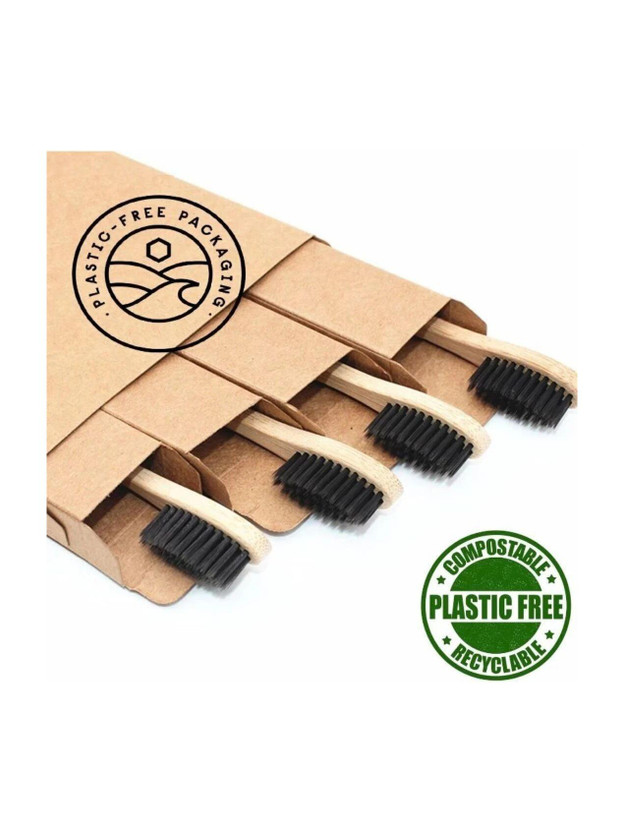TheTrendyMart Bamboo Toothbrush with Charcoal Activated Soft Bristles Wooden ECO Friendly Soft Toothbrush(Pack of 4)