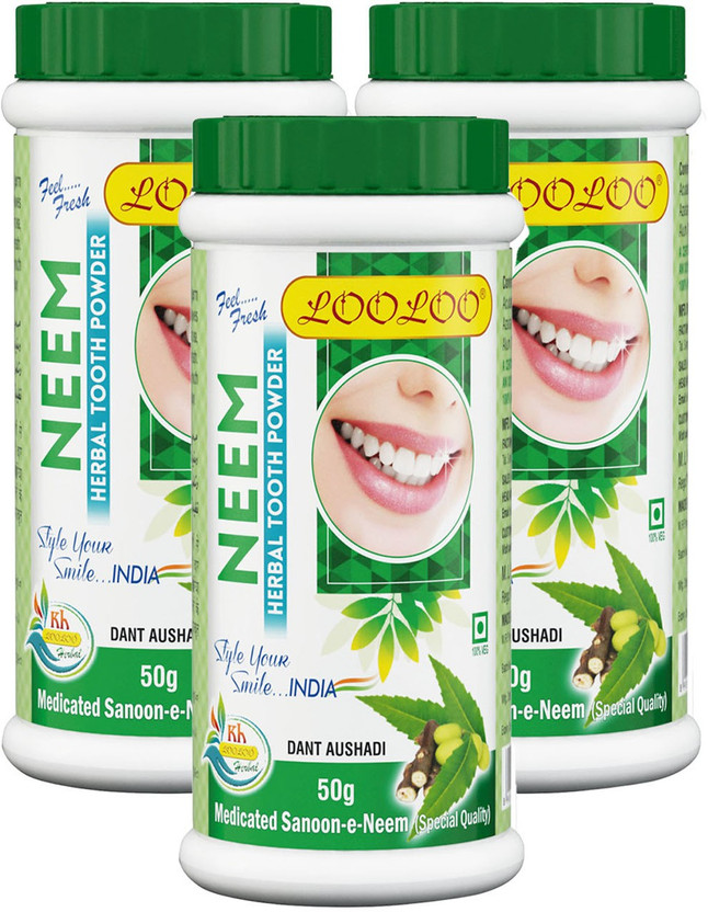 looloo Herbal Medicated Tooth Neem Powder |Tooth and Gum Powder(150, Pack of 3)