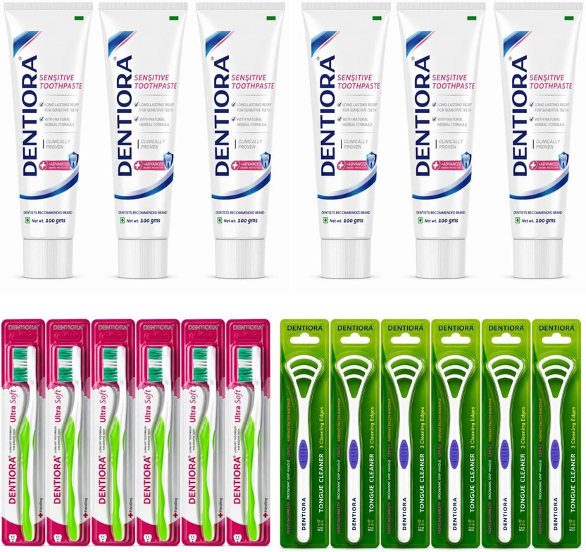 Dentiora Natural Whitening Toothpaste Daily Oral Care Kit for Strong Teeth & Fresh Breath Toothpaste(600 g, Pack of 18)