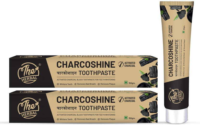 The Herbal Charcoal Toothpaste For Teeth Whitening, Plaque Removal & Fresh Breath Herbal Toothpaste(300 g, Pack of 2)