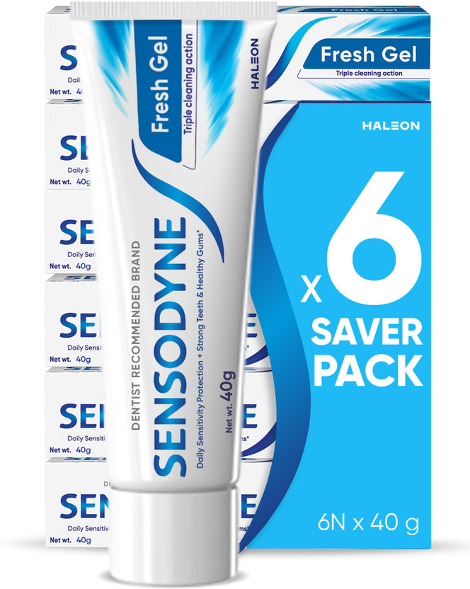 SENSODYNE Fresh Gel Toothpaste Combo Pack;daily sensitivity protection,Pack of 6 (40 gm*6) Toothpaste(240 g, Pack of 6)