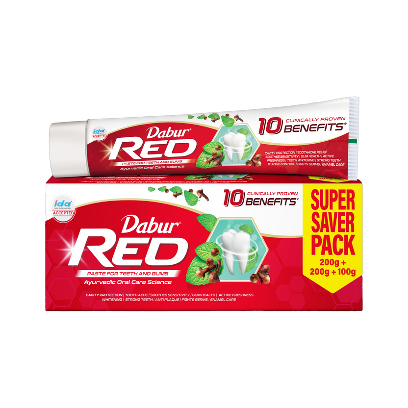 Dabur Red Ayurvedic Paste (Combo Pack 1+1, 500g-each) Toothpaste(1000 g, Pack of 2)