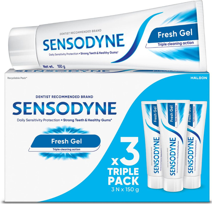 SENSODYNE Fresh Gel Toothpaste Combo | Daily Sensitivity Relief Toothpaste Toothpaste(150 g, Pack of 3)