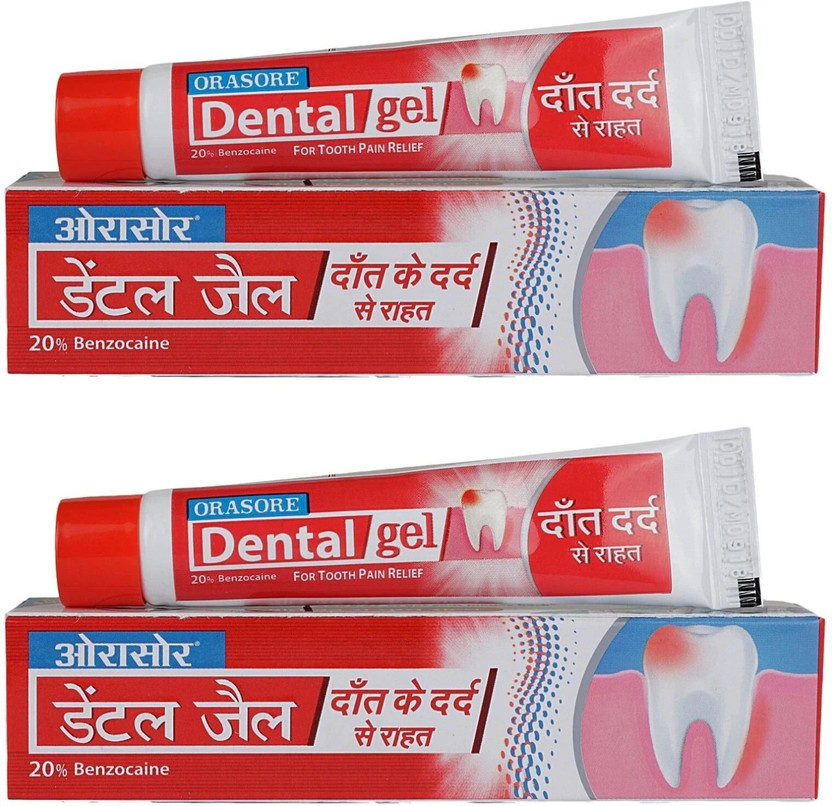 Orasore Dental Gel For Tooth Pain Relief (Pack of 2) 10gm + 10gm= 20Gm Toothpaste(20 g, Pack of 2)