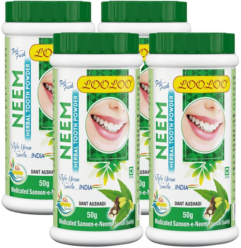 looloo Herbal Medicated Tooth Neem Powder |Tooth and Gum Powder(200, Pack of 4)