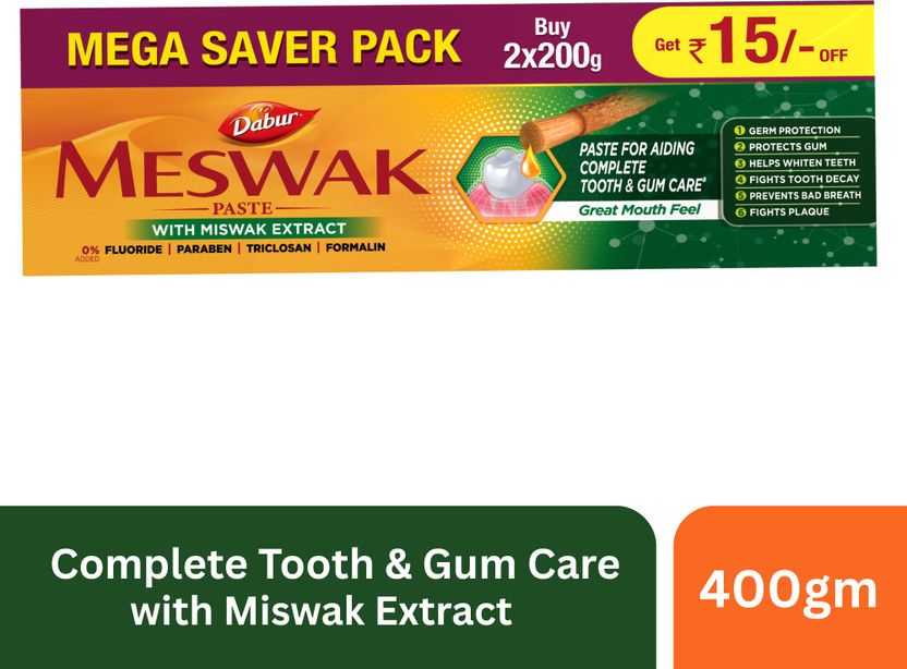 Dabur Meswak Complete Herbal Oral Care Toothpaste(400 g, Pack of 2)
