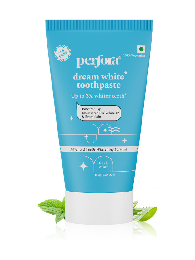 Perfora Perfora Dream White -Fresh Mint. Instant Teeth Whitening| SLS Free Toothpaste(150 g) - Flipkart Deal