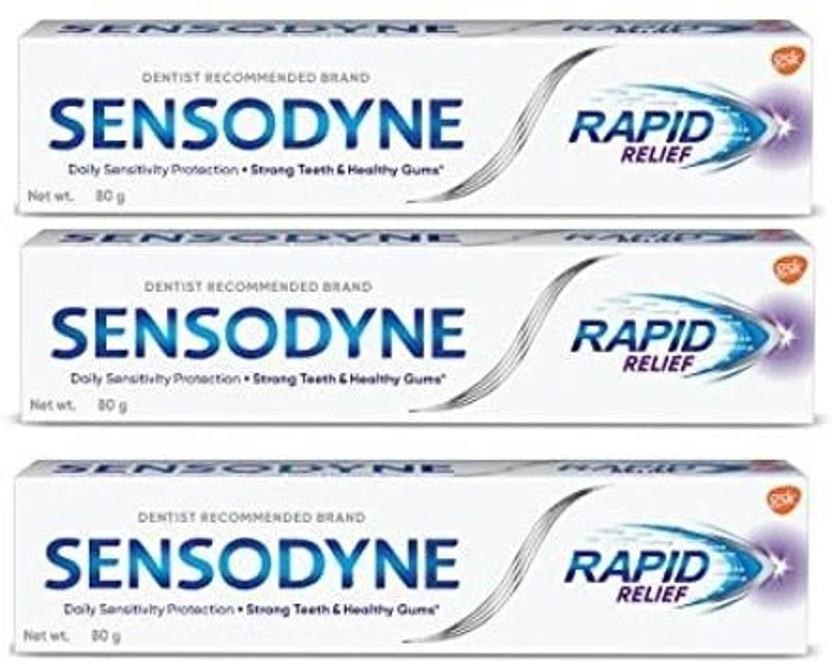 SENSODYNE Toothpaste Rapid Relief, 80 gm PAK OF 3 Toothpaste(240 g, Pack of 3)