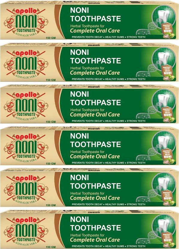Apollo Noni Toothpaste for Cavity Protection Herbal Toothpaste Toothpaste Pack of 6) Toothpaste(150 g, Pack of 6)
