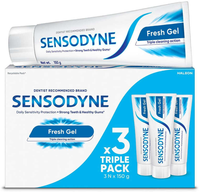 SENSODYNE Fresh Gel Toothpaste Combo 450g (150g x3) | Daily Sensitivity Relief Toothpaste(450 g, Pack of 3)