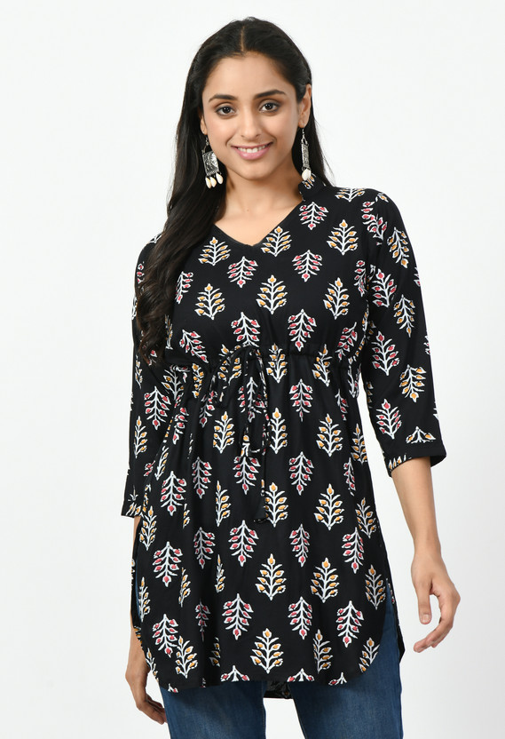 CREATIVE Casual Printed Women Black Top
